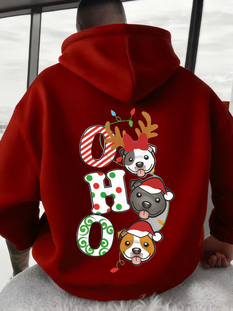 Men'S & Women'S Christmas Reindeer Print Hooded Sweatshirt