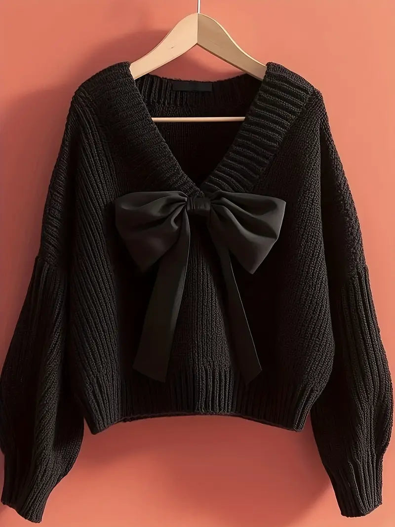 Elegant Sweater with Bow Accent