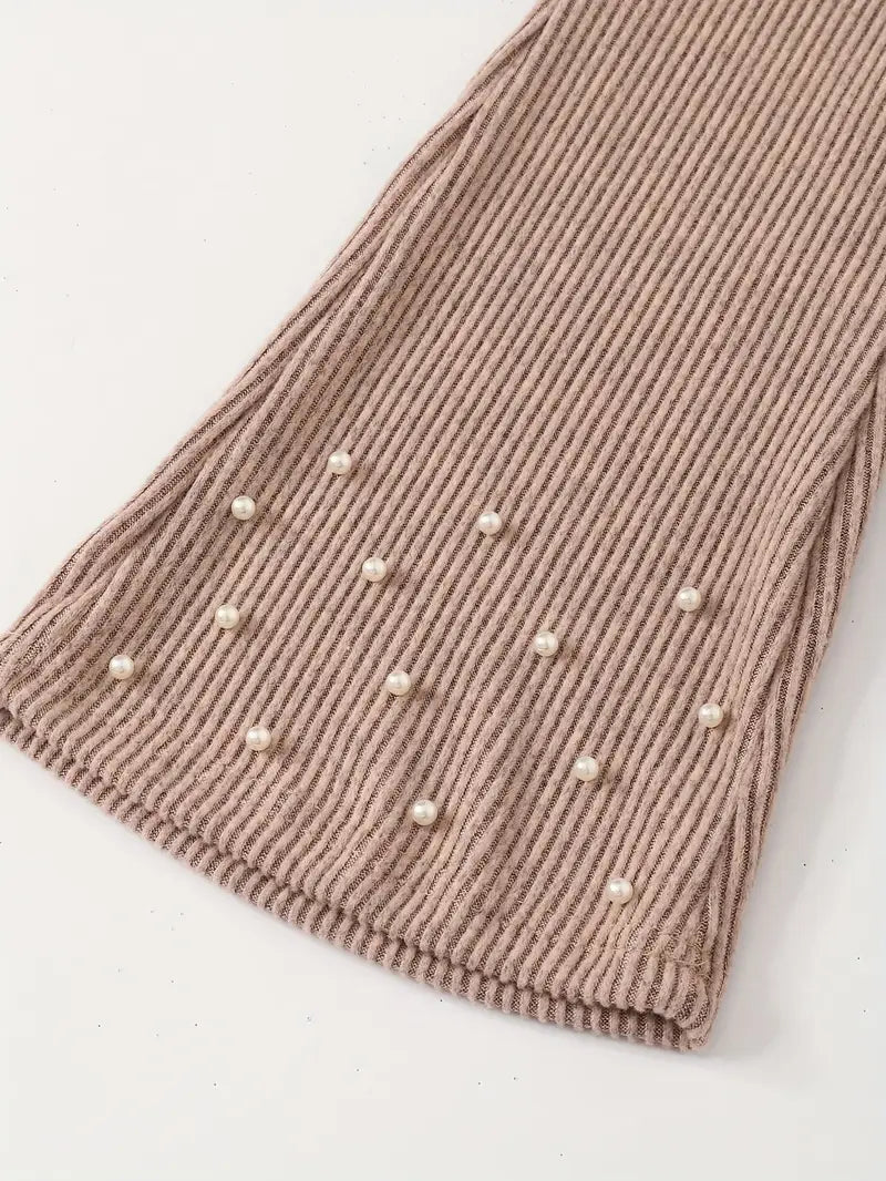 2pcs Girls' White & Brown Set