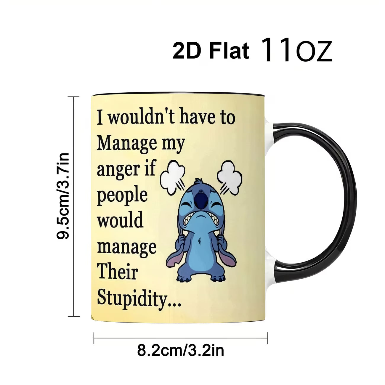 1pc Disney Inspired Angry Stitch "Manage My Anger" Funny Quote Mug
