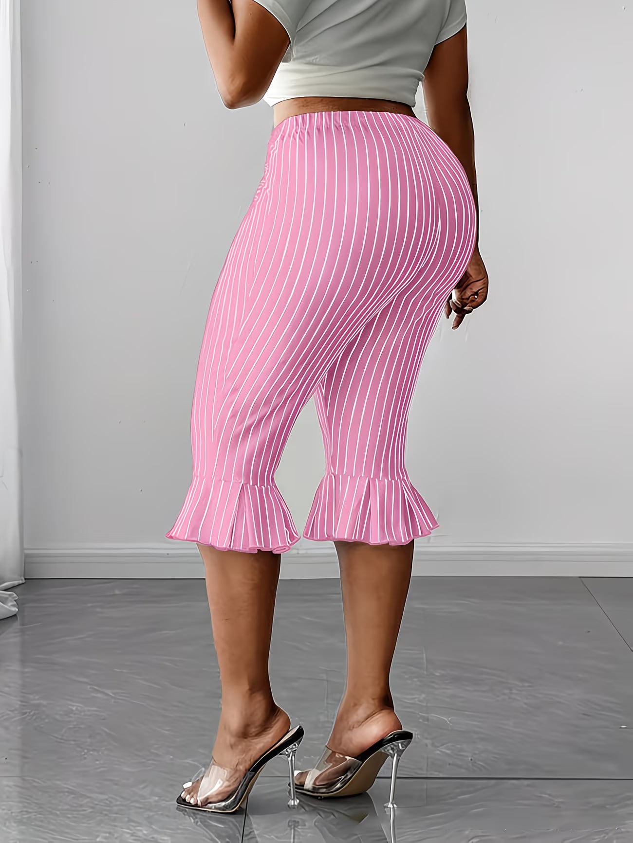 Striped Flared Trousers – Women's Plus-Size Casual Comfort