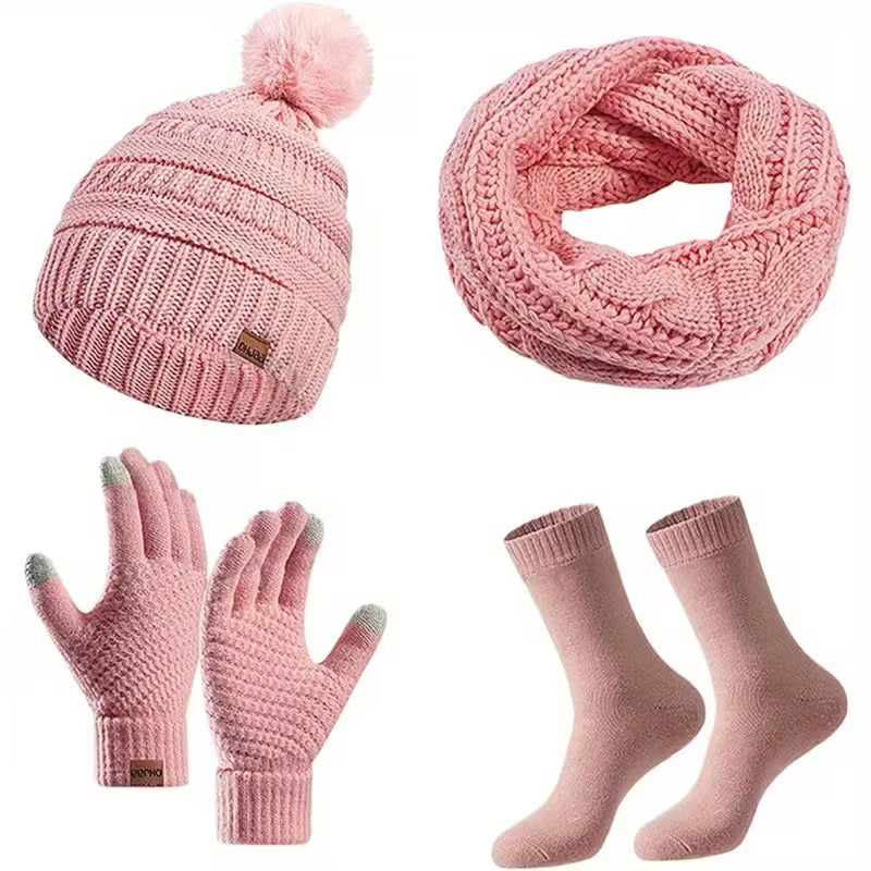 4pcs Women'S Winter Warm Set