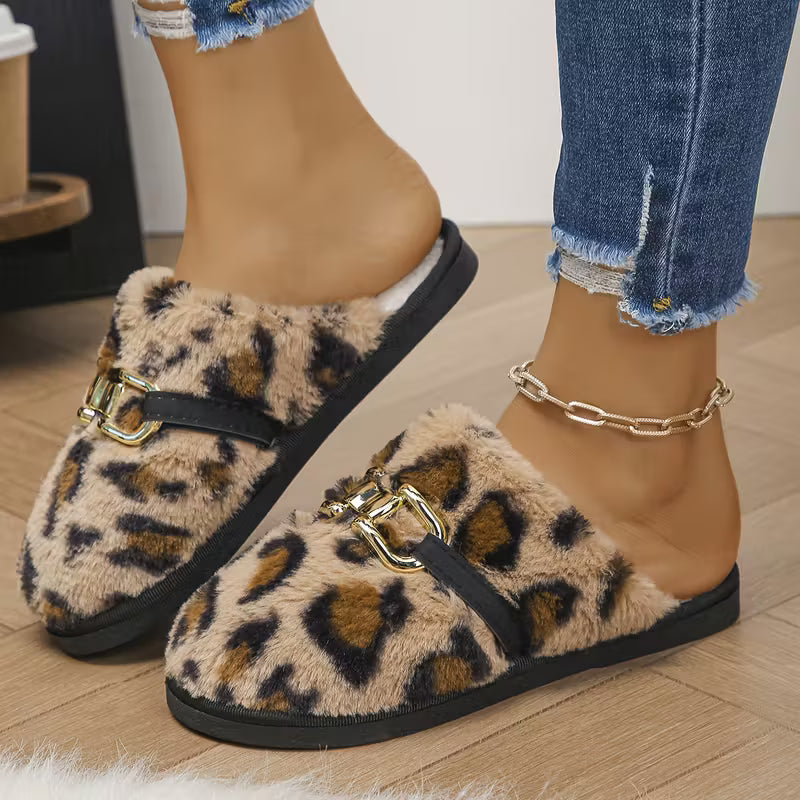 Women'S Cozy Leopard Print Slippers