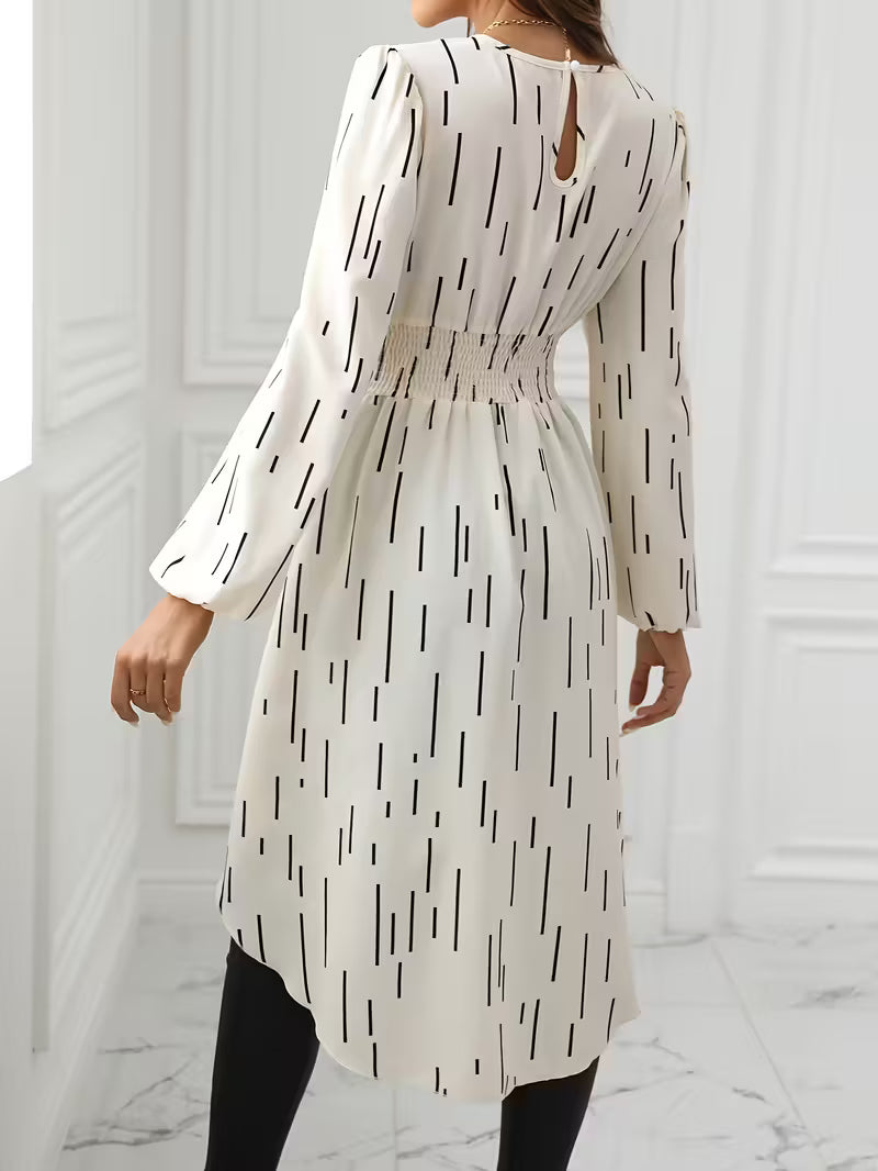 Stripe Print Lantern Sleeve Blouse