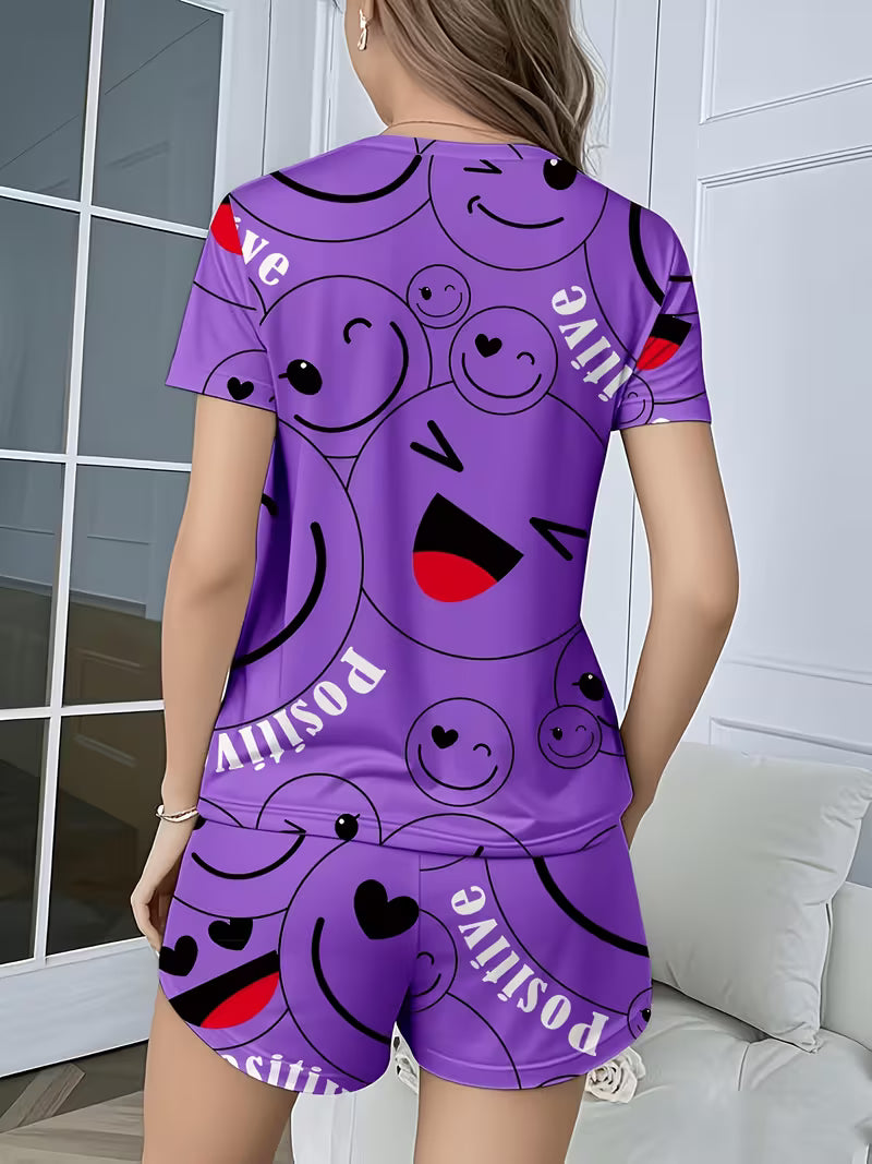 Ladies Casual Short Sleeve Shorts Set