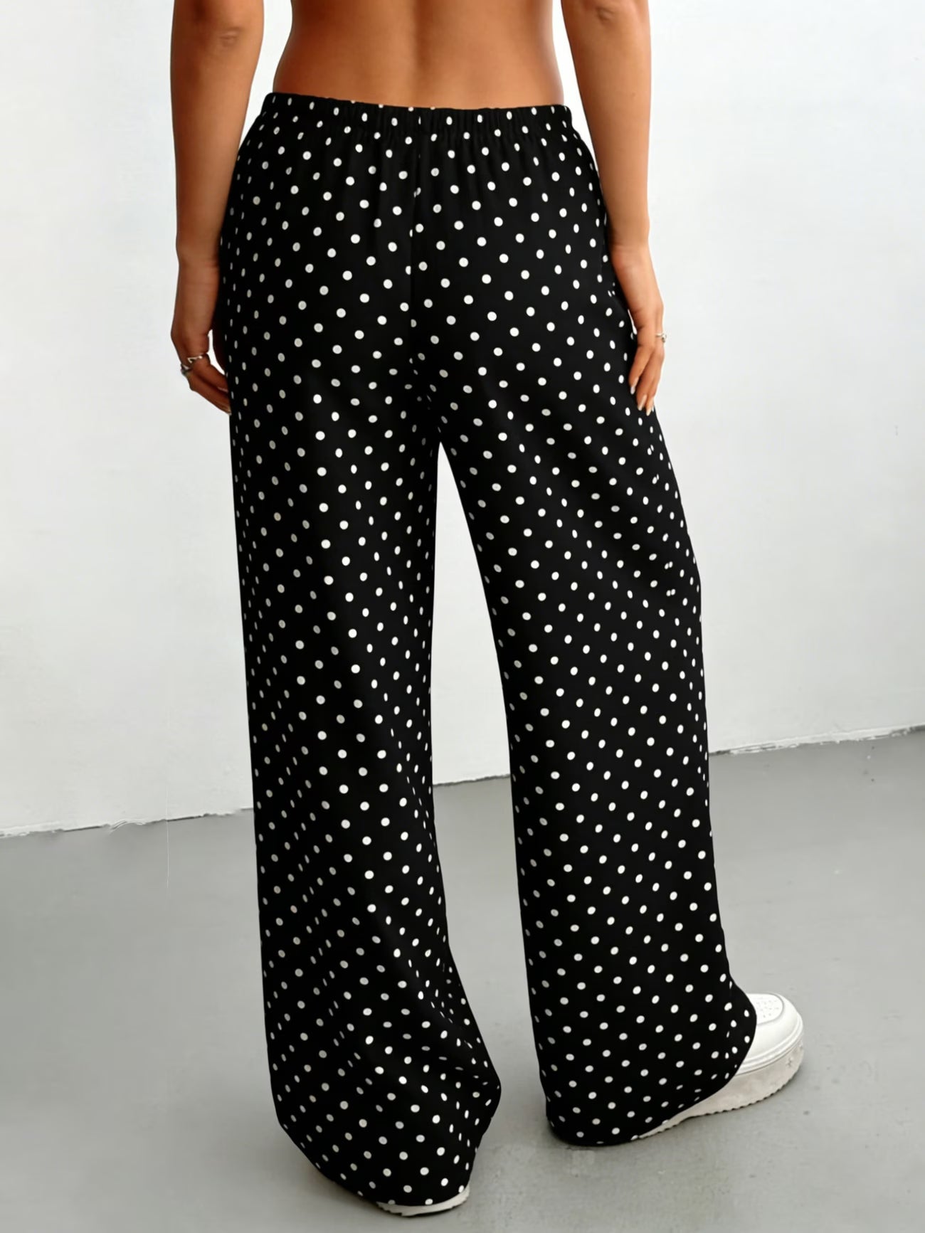 Ladies' Casual Sports Pants with a Stylish Polka Dot Print