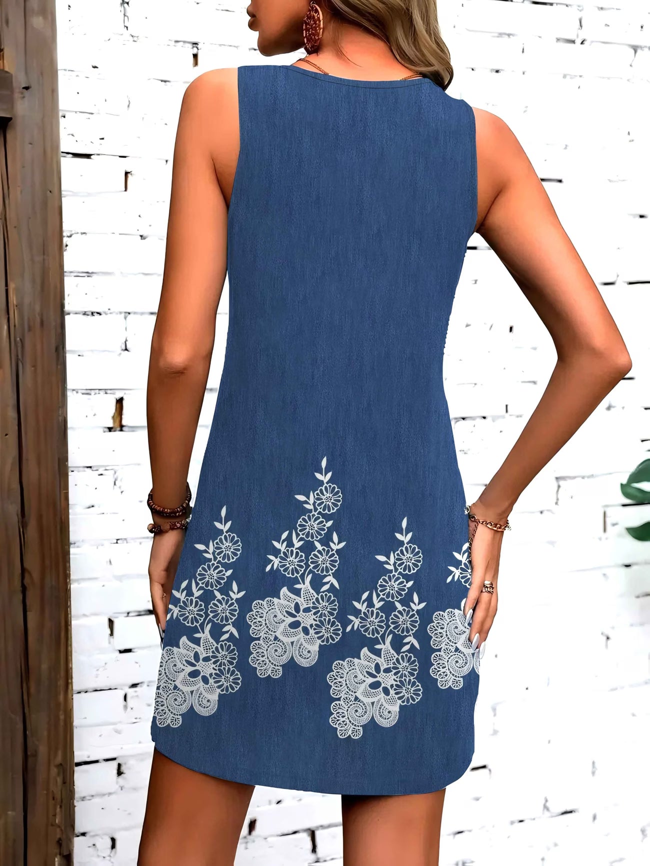 Women's Faux Denim Print Dress | Denim-Effect Design