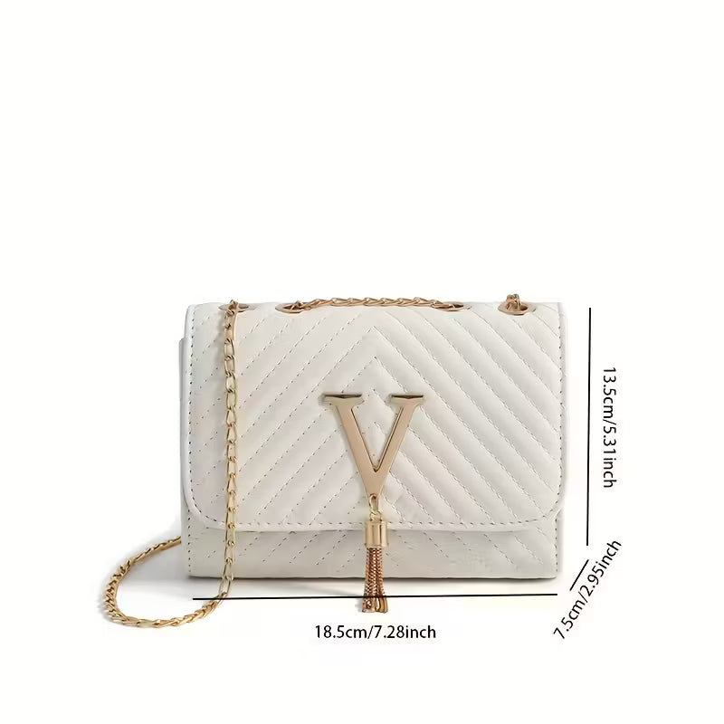 Women's Synthetic Leather Interlocking Link Crossbody Handbag