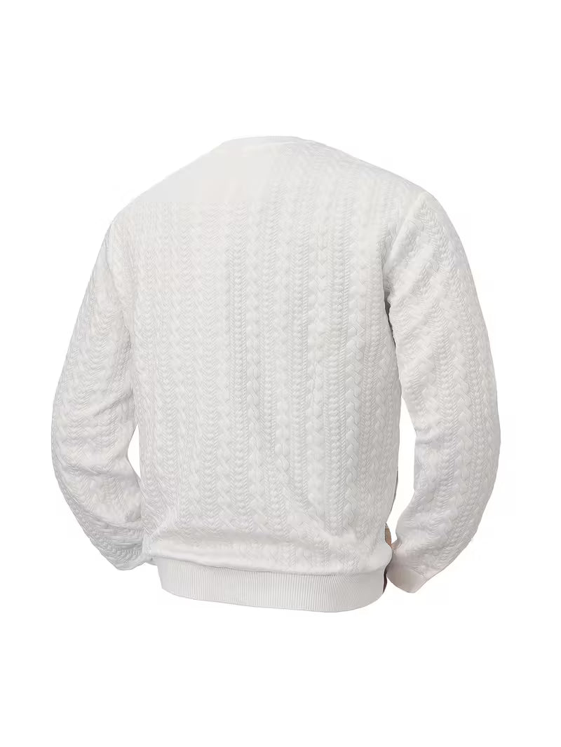 Men'S Casual Crew Neck Sweatshirt with Heart Pattern