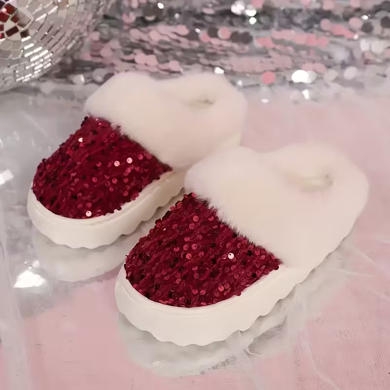 Women's Plus Size Glittery House Slippers