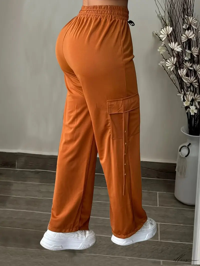 Women'S Casual Cargo Pants with Adjustable Drawstring Waist