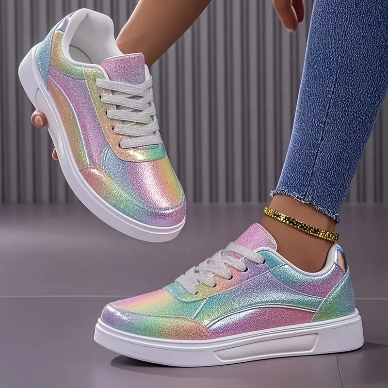Women's Iridescent Superfine Fiber Sneakers