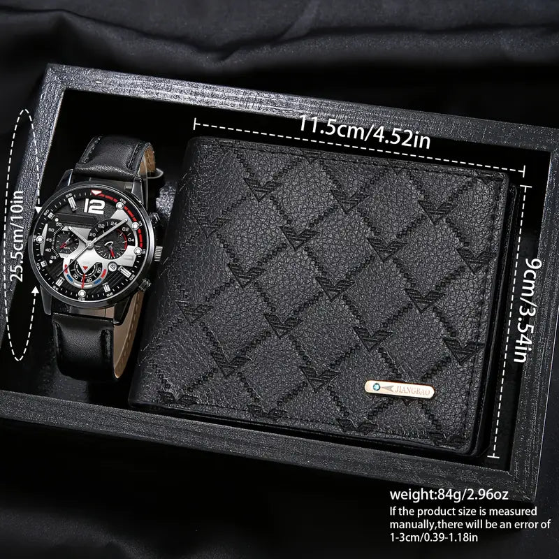 Style Quartz Wristwatch and Lightweight Elegant Wallet Set
