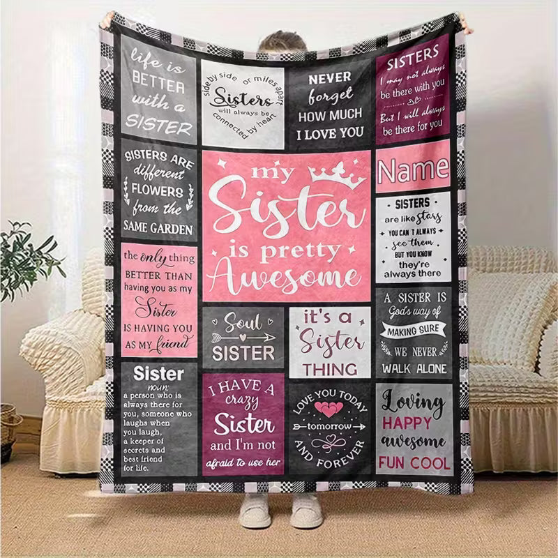 "Life is Better with a Sister - Personalized Quote Blanket