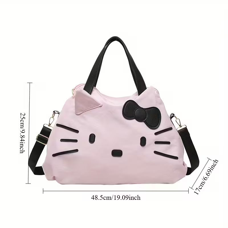 Hello Kitty Ladies' Cute Cat Face Pattern Nylon Tote Shoulder Bag