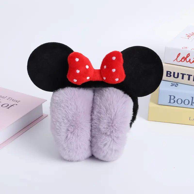 1pc Disney Mickey & Minnie Mouse Plush Ear Muffs with Bow