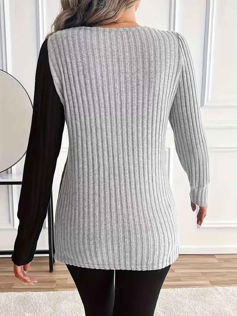 Women'S Casual Square Neck Long Sleeve Top