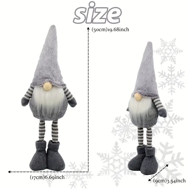 Large 49.99 cm Gray Hat Winter Gnome Statue-