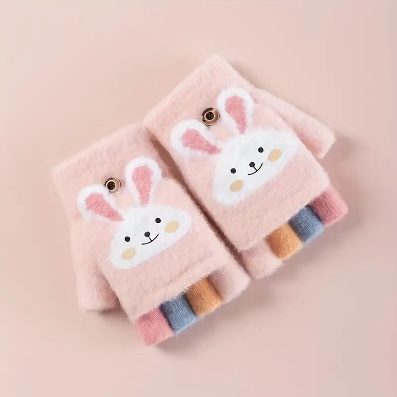 Children's Warm Keeping Thickened Half Finger Gloves