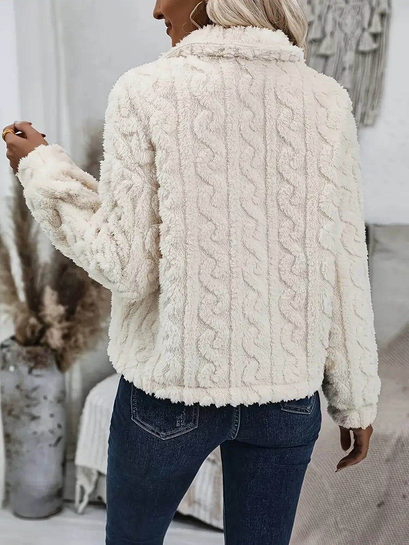 Women'S Elegant Plush Faux Fur Cardigan Jacket