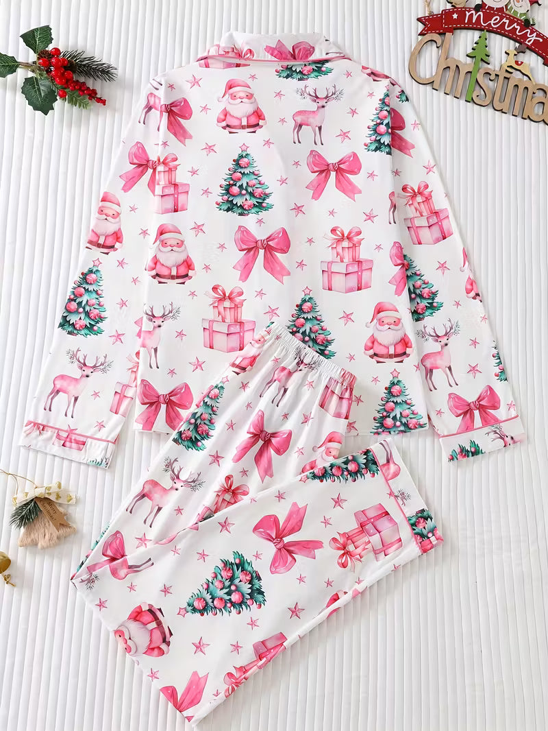 2pcs Women's Elegant Christmas Pajama Set