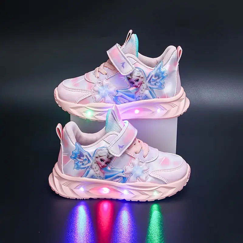 LED Light-Up Elsa Princess Cartoon Comfortable Running Shoes