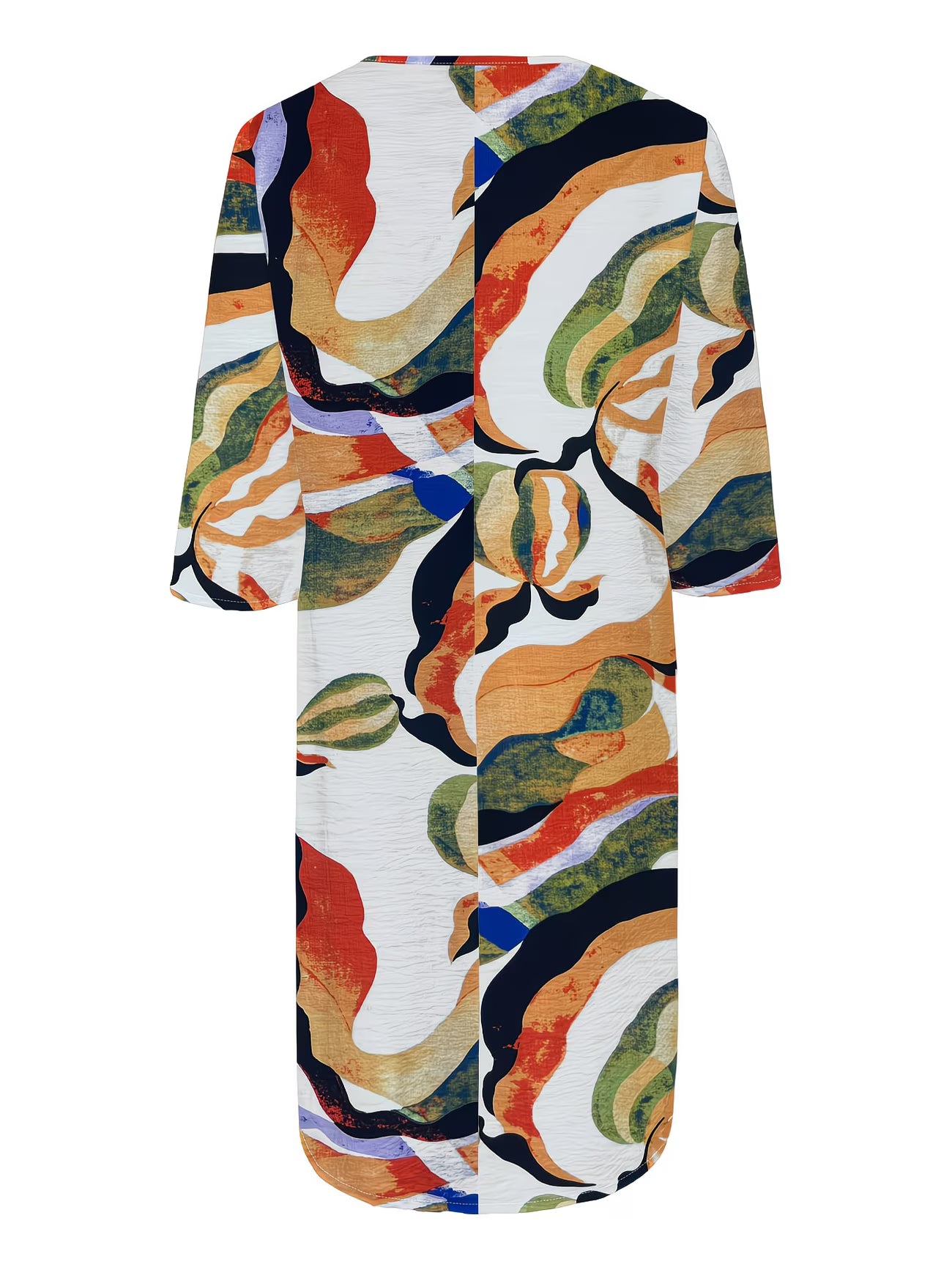 Multicolour Printed V-Neck Knee-Length Dress