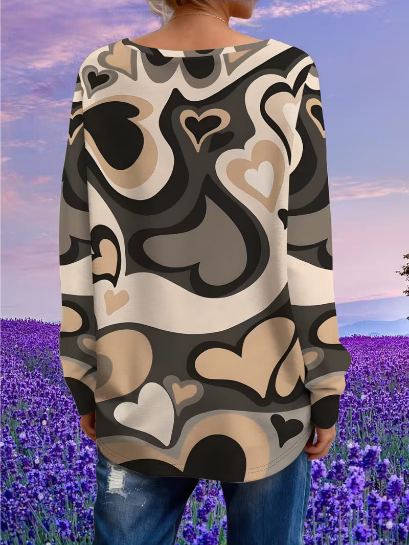 Plus Size Women'S Black Gray Beige Heart