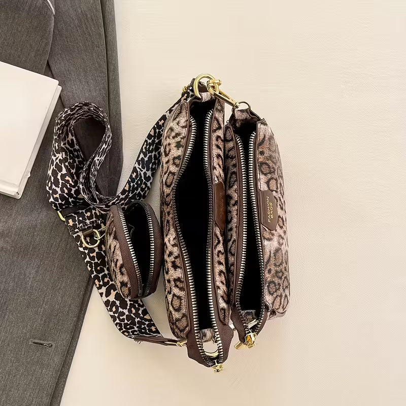 Women's Geometric Leopard Print Crossbody Bag