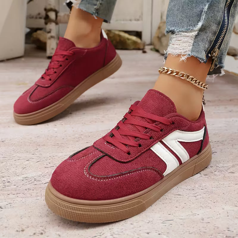Women's Solid Color Lace-up Sneakers