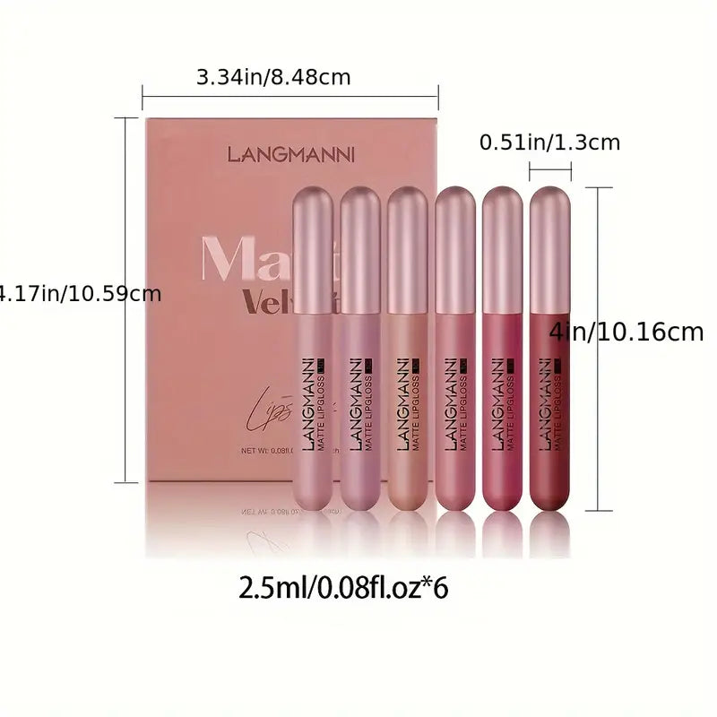 Set of 6 Matte Velvet Lip Glosses