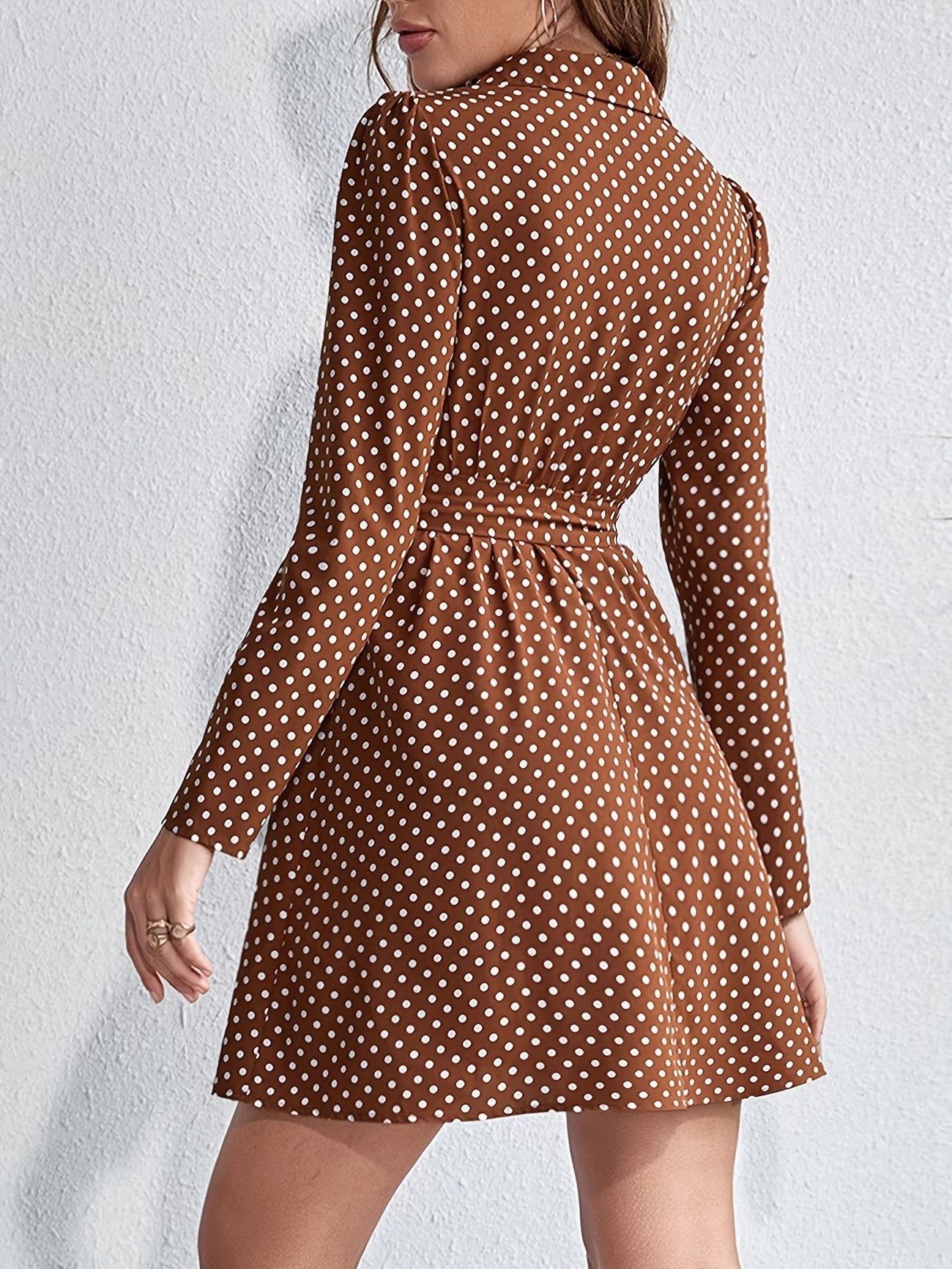 Polka Dot Button-Front Shirt Dress