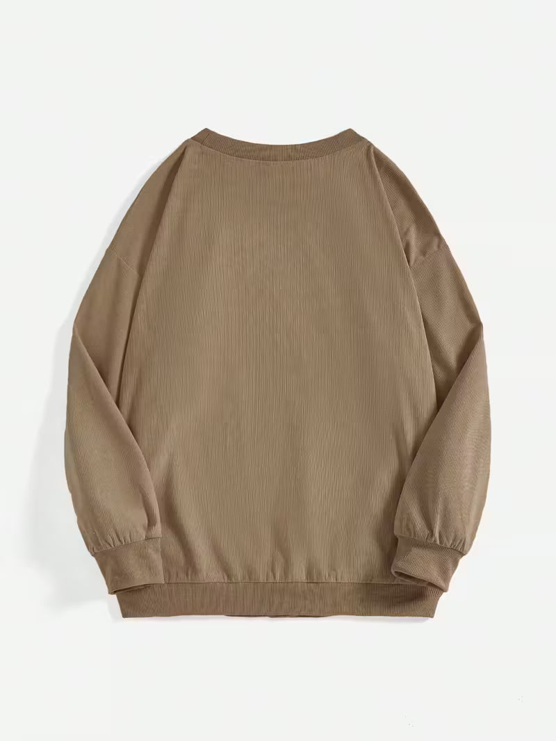 Women's Casual Corduroy Sweatshirt with Leopard & Cherry Print -