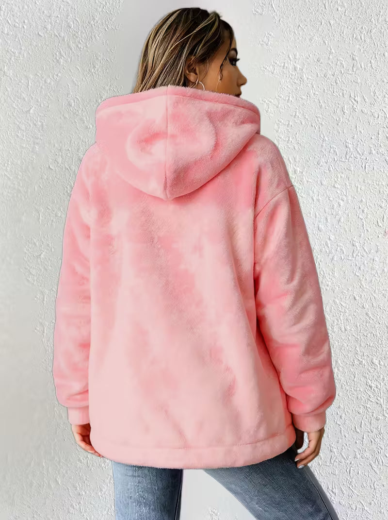 Women'S Cozy Pink Fleece Hoodie with "A" Embroidery