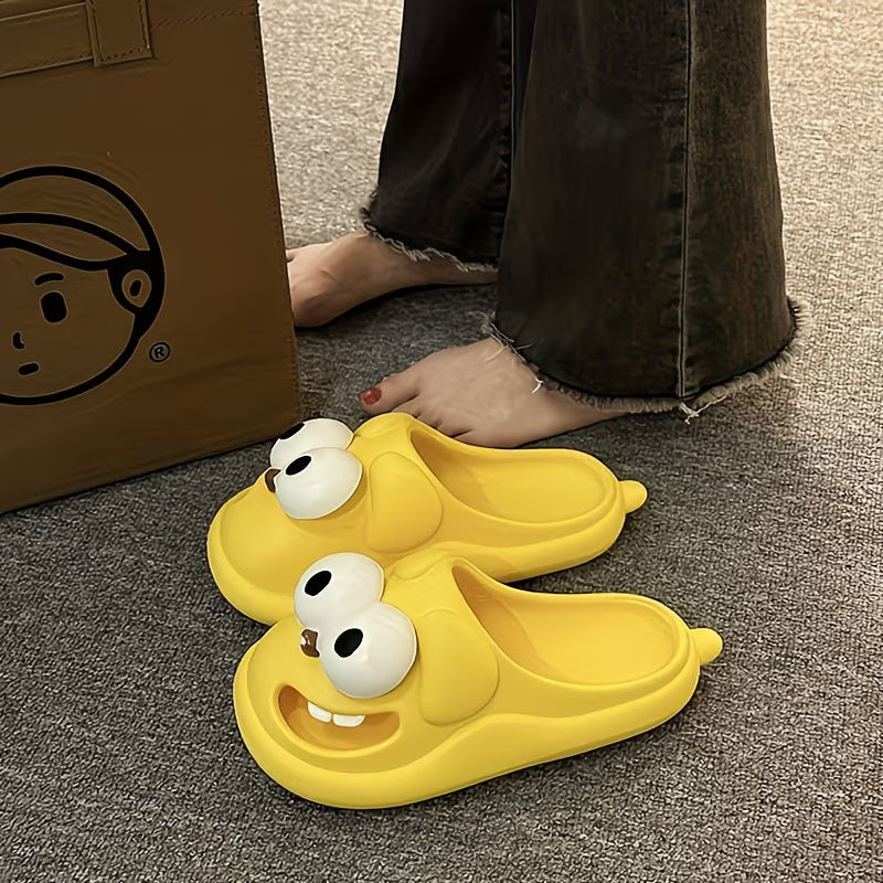 Big-Eyed Dog Design Closed-Toe Slippers