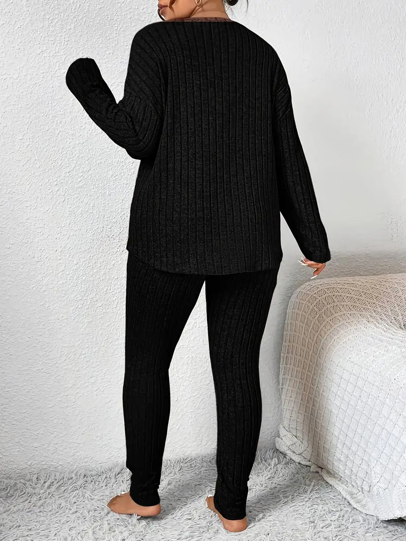2pcs Women's Solid Color Knitwear Set,