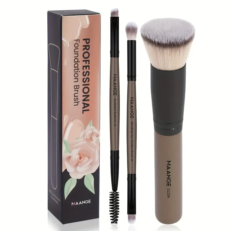 3-Pack Soft Bristle Brush - Foundation, Eye, Brow, Eyeliner