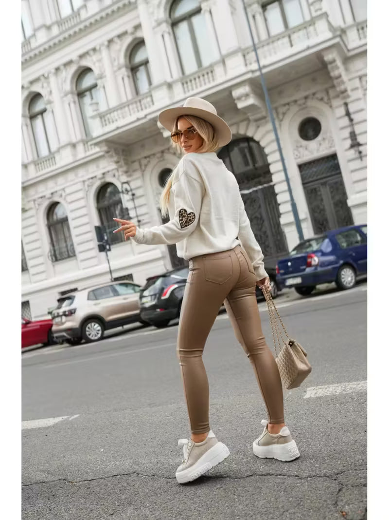 Women's Elegant Winter Leopard Print (or Solid) Embellished Sweater