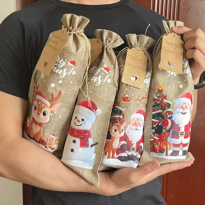/8pcs Christmas Wine Bottle Bags