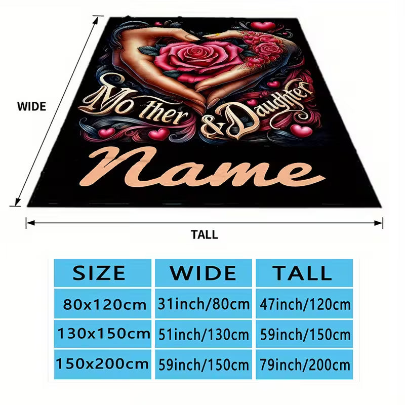 Custom Name Love Mom Rose Blanket