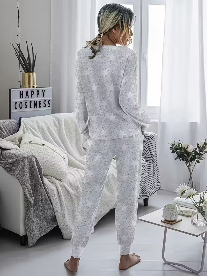 Galaxy Print Casual Long Sleeve Loose Fit