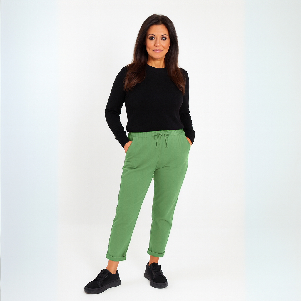 Stretchy Plain Trousers / Jeans with Side Pockets