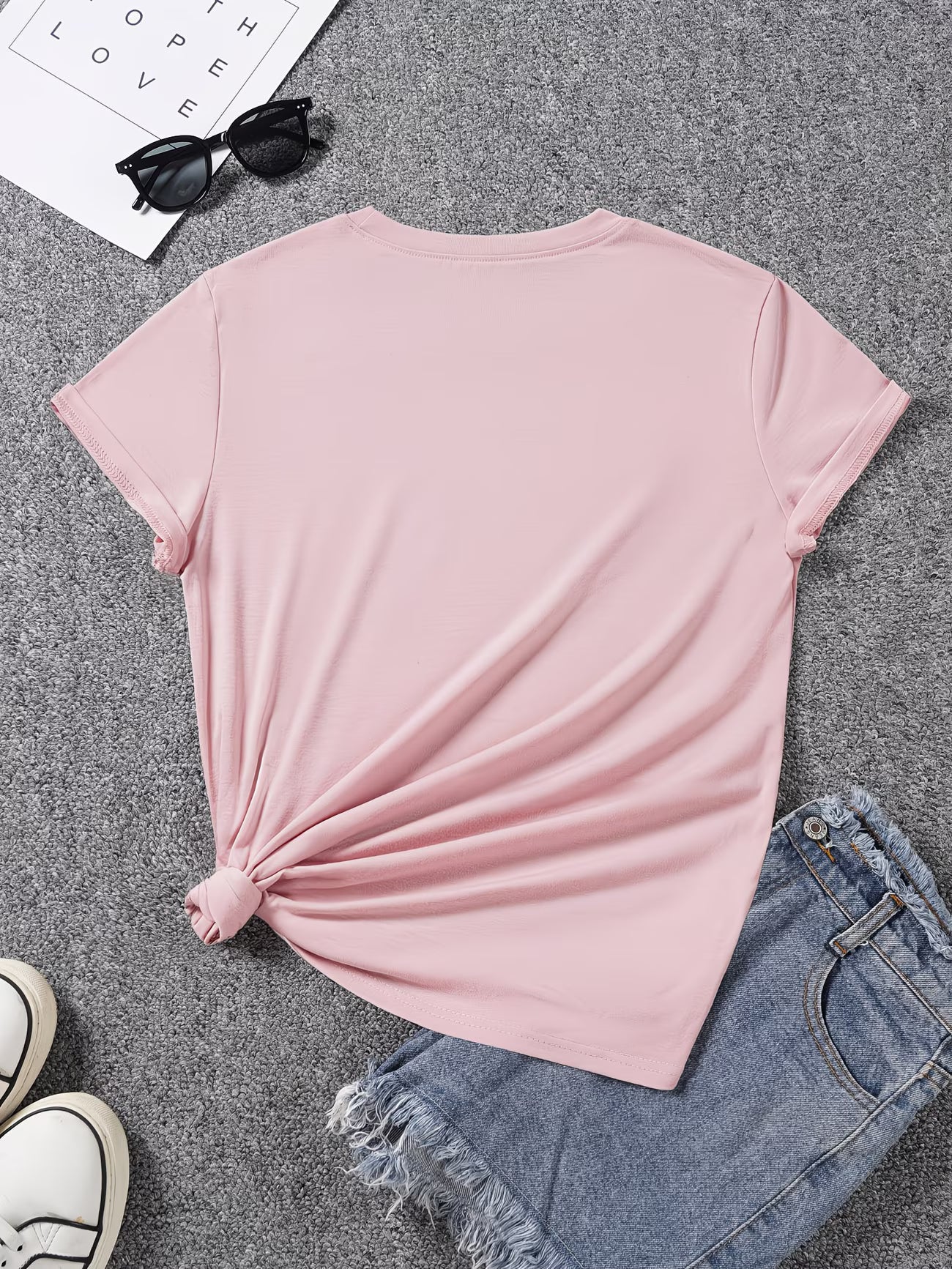 Pink Heart Cherry Print T-Shirt