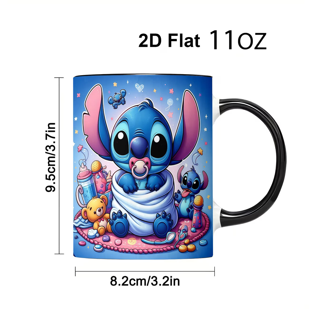 1pc 11oz Disney Inspired Baby Alien Ceramic Mug, Adorable Blue Character Graphic Coffee Cup,