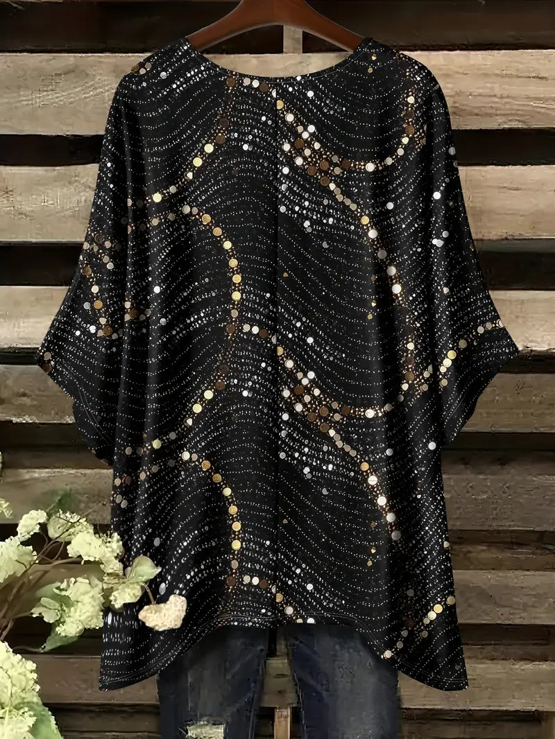 Plus Size - Women'S Casual Summer Batwing Sleeve Crew Neck Top