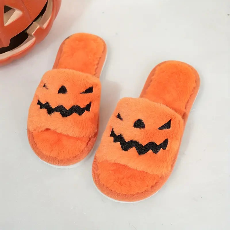 Women'S Halloween Monster Pumpkin Plush Slippers