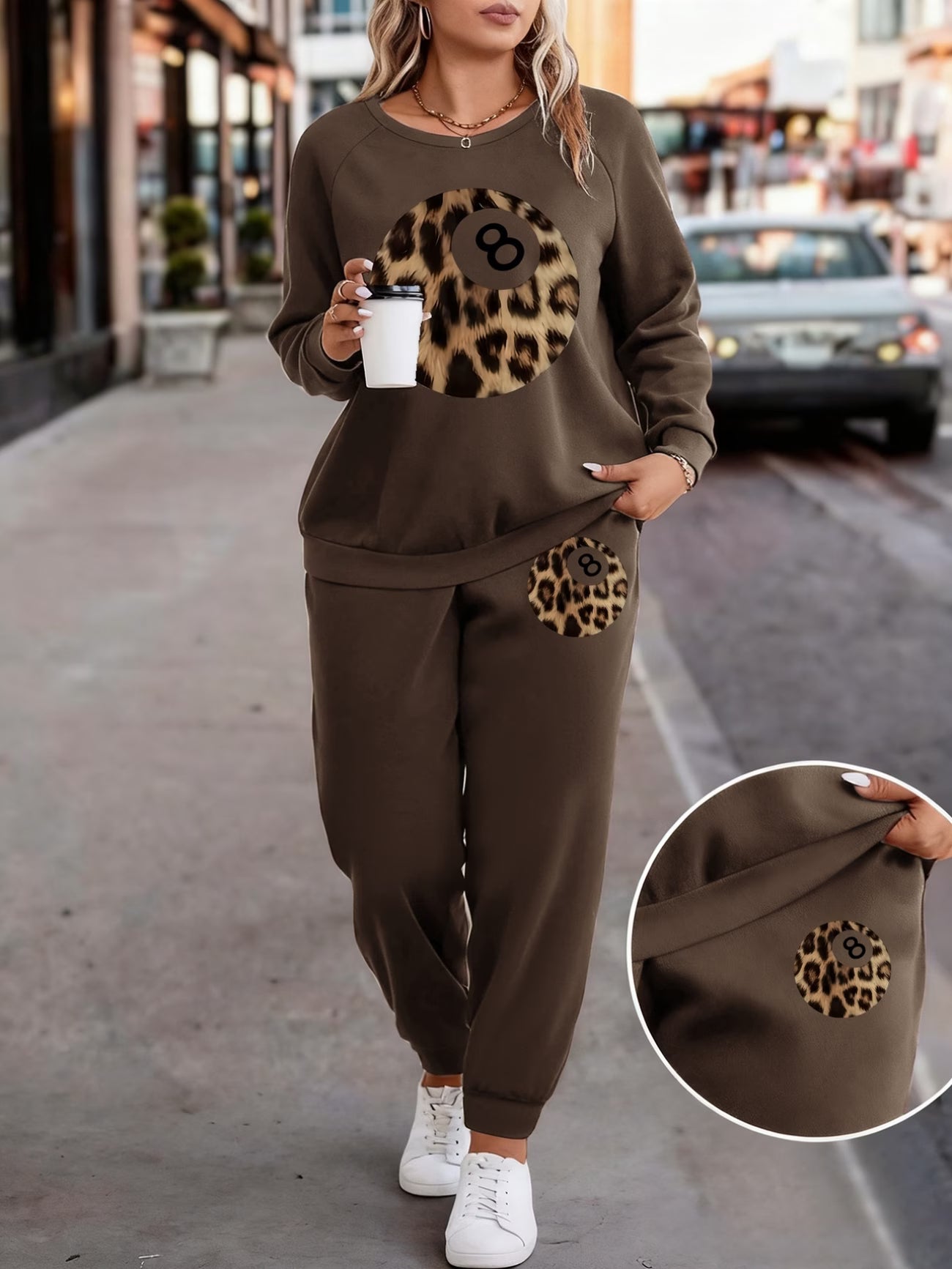 Women's Plus Size Set with a Letter Print