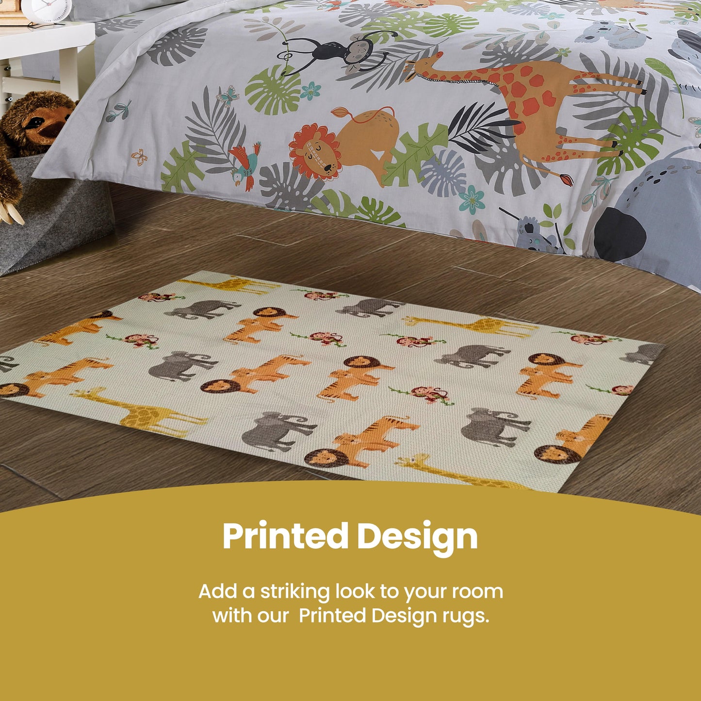 Animal Printed Rug Safari Modern Non-Slip Soft Durable Floor Rug for Living Room Bedroom Hallway & Office