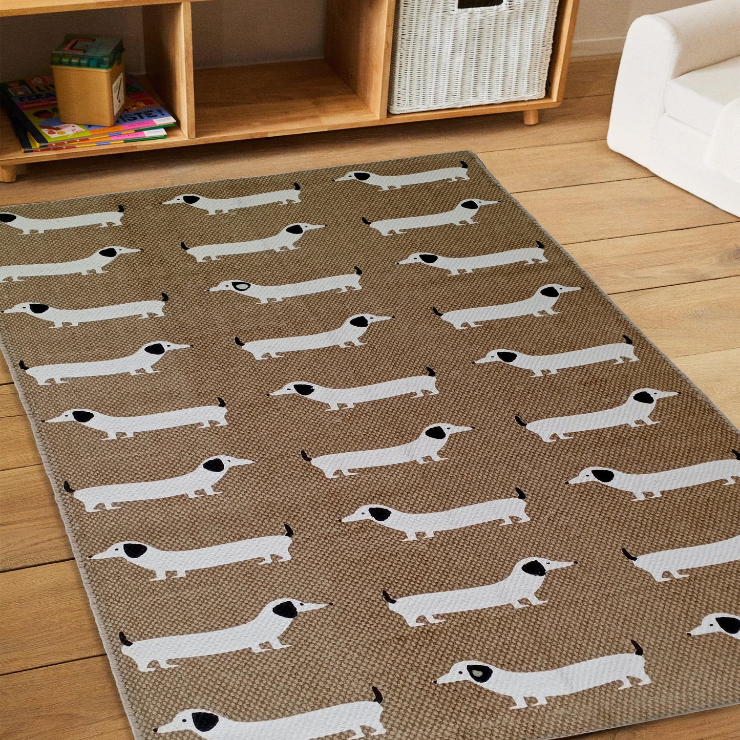 Animal Printed Rug Sausage Dog Modern Non-Slip Soft Durable Floor Rug for Living Room Bedroom Hallway
