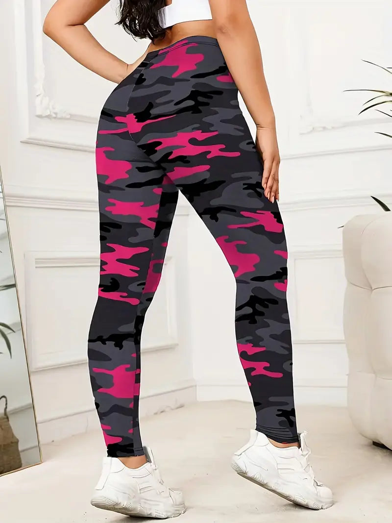 Pink Camouflage Pants High-Waisted Butt-Lifting Leggings